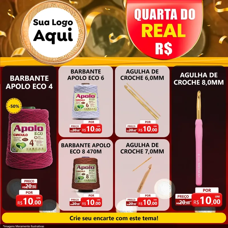 Modelo de Rede Social para Feed Facebook com o tema Quarta do Real para Armarinho e Aviamentos