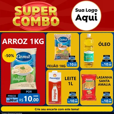 Modelo de Rede Social para Feed Facebook com o tema Super Combo para Supermercado