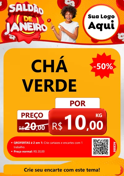 Modelo de Cartaz para Cartaz A4 Vertical com o tema Saldão de Janeiro para Produtos Naturais