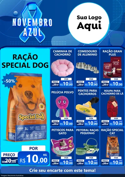 Modelo de Encarte para Encarte A4 Vertical com o tema Novembro Azul para Pet Shop