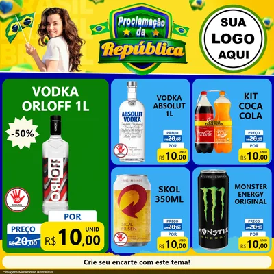 Modelo de Rede Social para Feed Facebook com o tema Proclamação da República para Distribuidora de bebidas