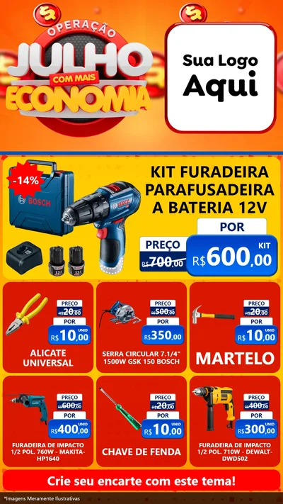 Modelo de Rede Social para Stories com o tema Operação Julho Com Mais Economia para Maquinas e Ferramentas