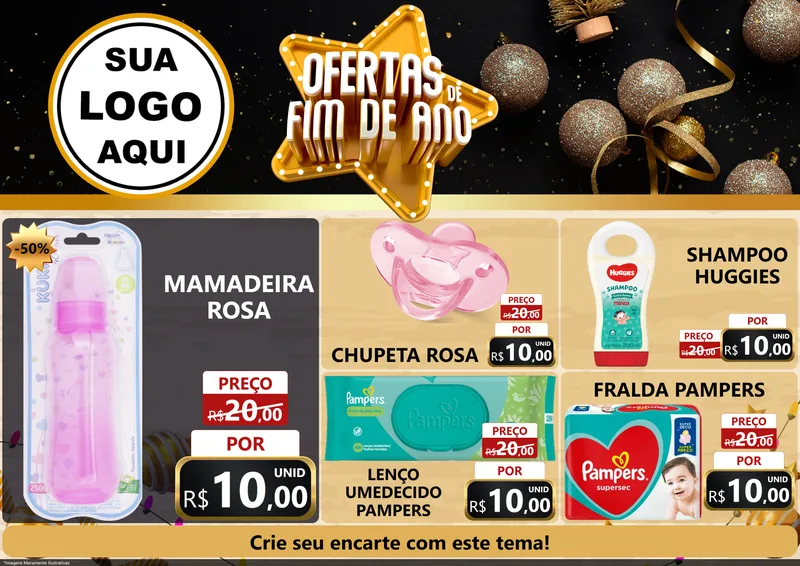 Modelo de Encarte para Encarte A4 Horizontal com o tema Ofertas de Fim de Ano para Bebês