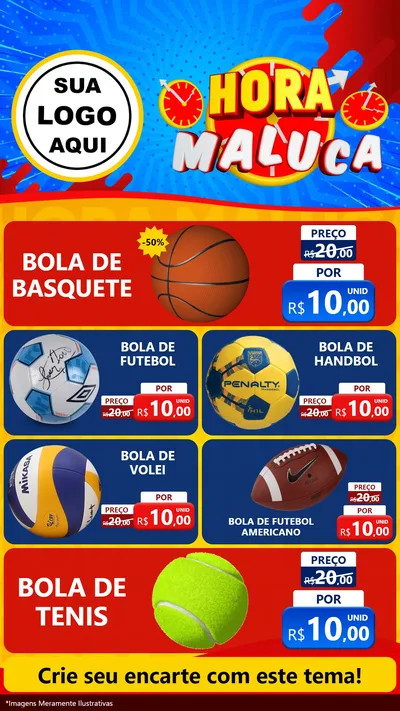Modelo de TV para TV Vertical com o tema Hora Maluca para Artigos Esportivos