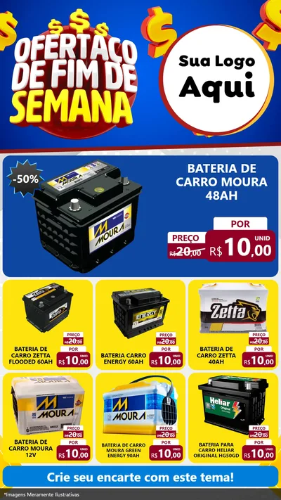 Modelo de Rede Social para Stories com o tema Ofertaço de Fim de Semana para Baterias Elétricas