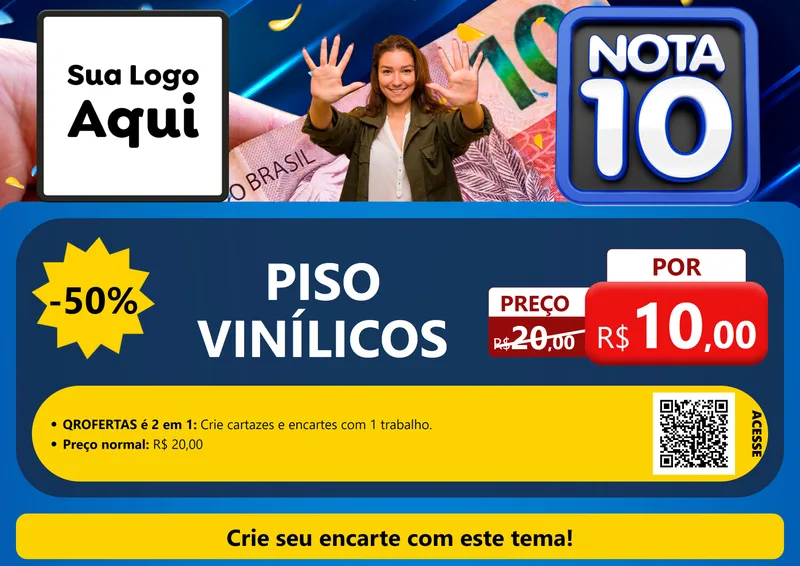 Modelo de Cartaz para Cartaz A4 Horizontal com o tema Nota 10 para Material para Construção