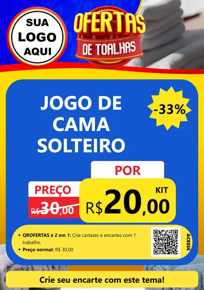 Modelo de Cartaz para Cartaz A4 Vertical com o tema Ofertas de Toalhas para Cama, Mesa e Banho