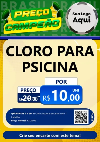 Modelo de Cartaz para Cartaz A4 Vertical com o tema Preço Campeão - Copa para Produtos para Piscina
