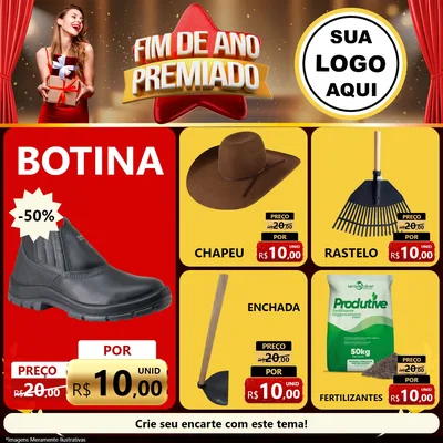 Modelo de Rede Social para Feed Facebook com o tema Fim de Ano Premiado para Agropecuária