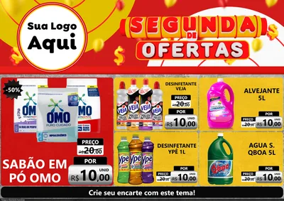 Modelo de Encarte para Encarte A4 Horizontal com o tema Segunda de Ofertas para Produtos de Limpeza