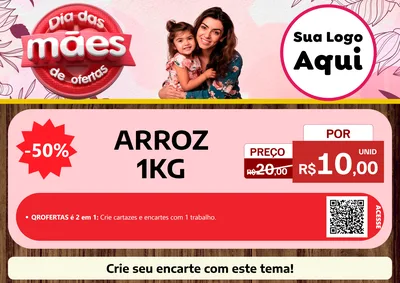 Modelo de Cartaz para Cartaz A4 Horizontal com o tema Dia Das Mães De Ofertas para Supermercado