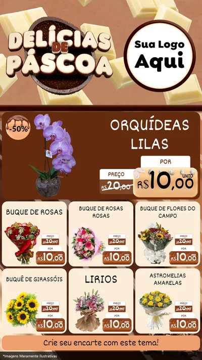Modelo de Rede Social para Stories com o tema Delícias de Páscoa para Floricultura e jardim