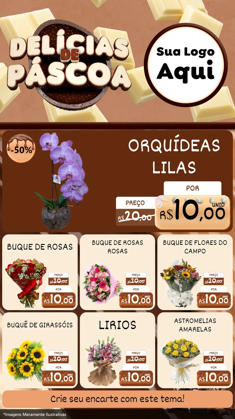 Modelo de Rede Social para Stories com o tema Delícias de Páscoa para Floricultura e jardim
