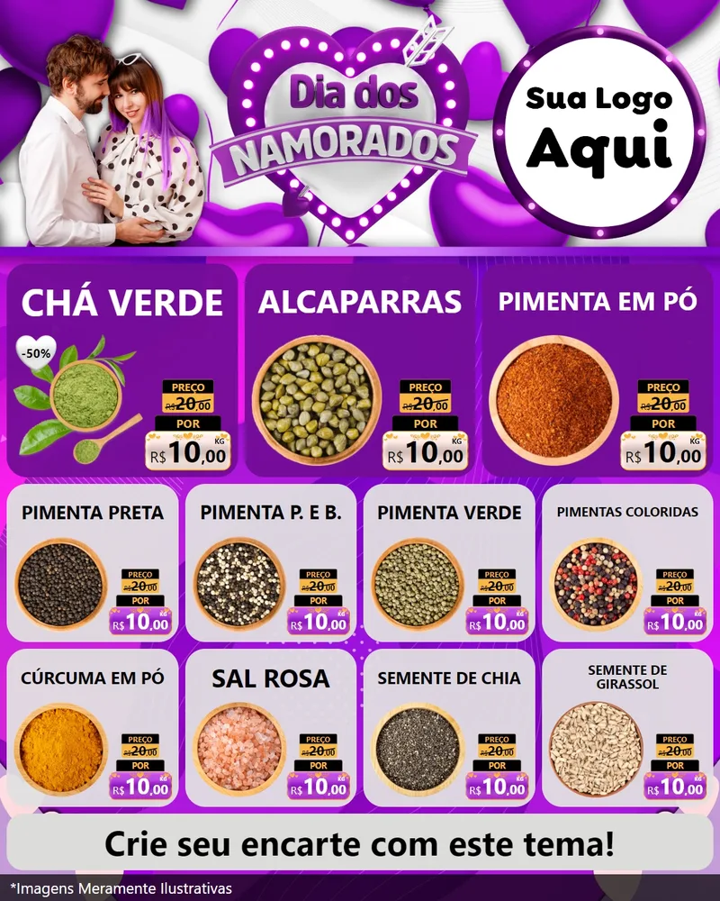 Modelo de Rede Social para Feed Instagram com o tema Dia dos Namorados para Produtos Naturais