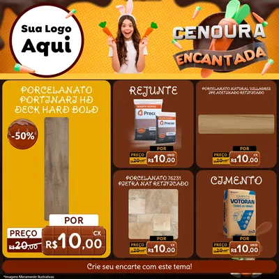 Modelo de Rede Social para Feed Facebook com o tema Cenoura Encantada - Páscoa para Pisos e revestimentos