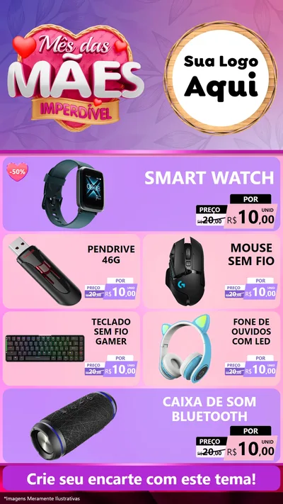 Modelo de TV para TV Vertical com o tema Mês das Mães Imperdível para Informática