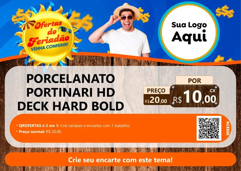 Modelo de Cartaz para Cartaz A4 Horizontal com o tema Ofertas do Feriadão para Pisos e revestimentos
