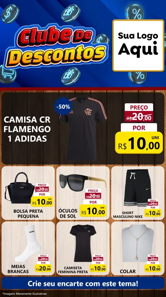 Modelo de Rede Social para Stories com o tema Clube de Descontos para Roupas e acessórios