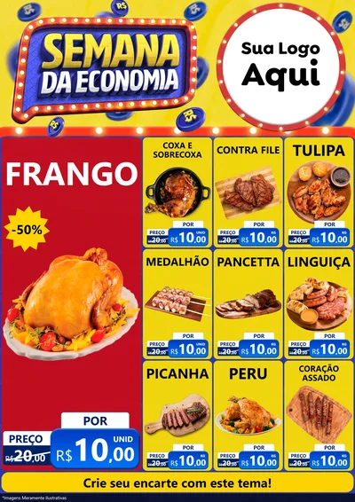 Modelo de Encarte para Encarte A4 Vertical com o tema Semana da Economia para Assados