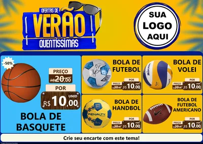 Modelo de Encarte para Encarte A4 Horizontal com o tema Ofertas de Verão Quentíssimas para Artigos Esportivos
