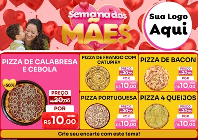 Modelo de Encarte para Encarte A4 Horizontal com o tema Semana Das Mães para Pizzaria