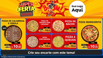 Modelo de TV para TV Horizontal com o tema Super Ofertas Julho para Pizzaria