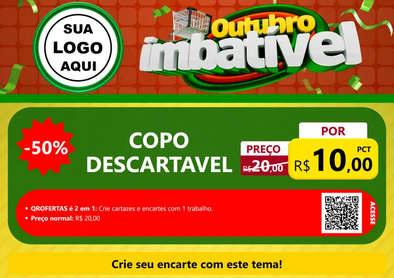 Modelo de Cartaz para Cartaz A4 Horizontal com o tema Outubro Imbatível para Embalagens
