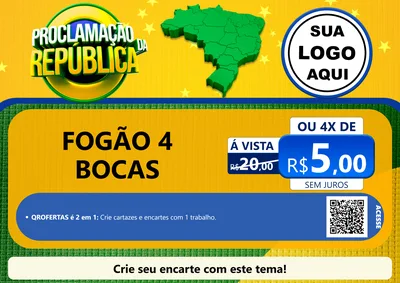 Modelo de Cartaz para Cartaz A4 Horizontal com o tema Proclamação da República para Móveis e Eletro