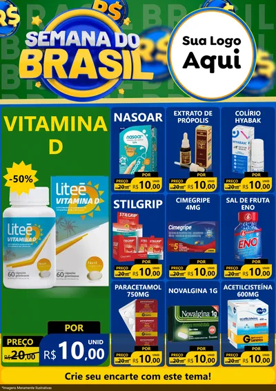 Modelo de Encarte para Encarte A4 Vertical com o tema Semana Do Brasil para Farmácia