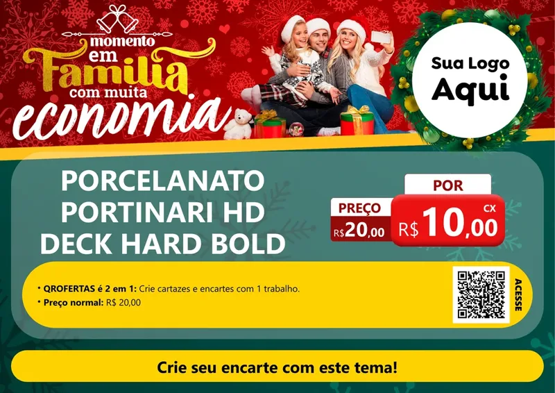 Modelo de Cartaz para Cartaz A4 Horizontal com o tema Momento em Família (Natal) para Pisos e revestimentos