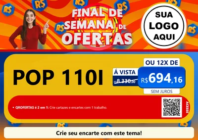 Modelo de Cartaz para Cartaz A4 Horizontal com o tema Final de Semana de Ofertas para Concessionaria de Motos