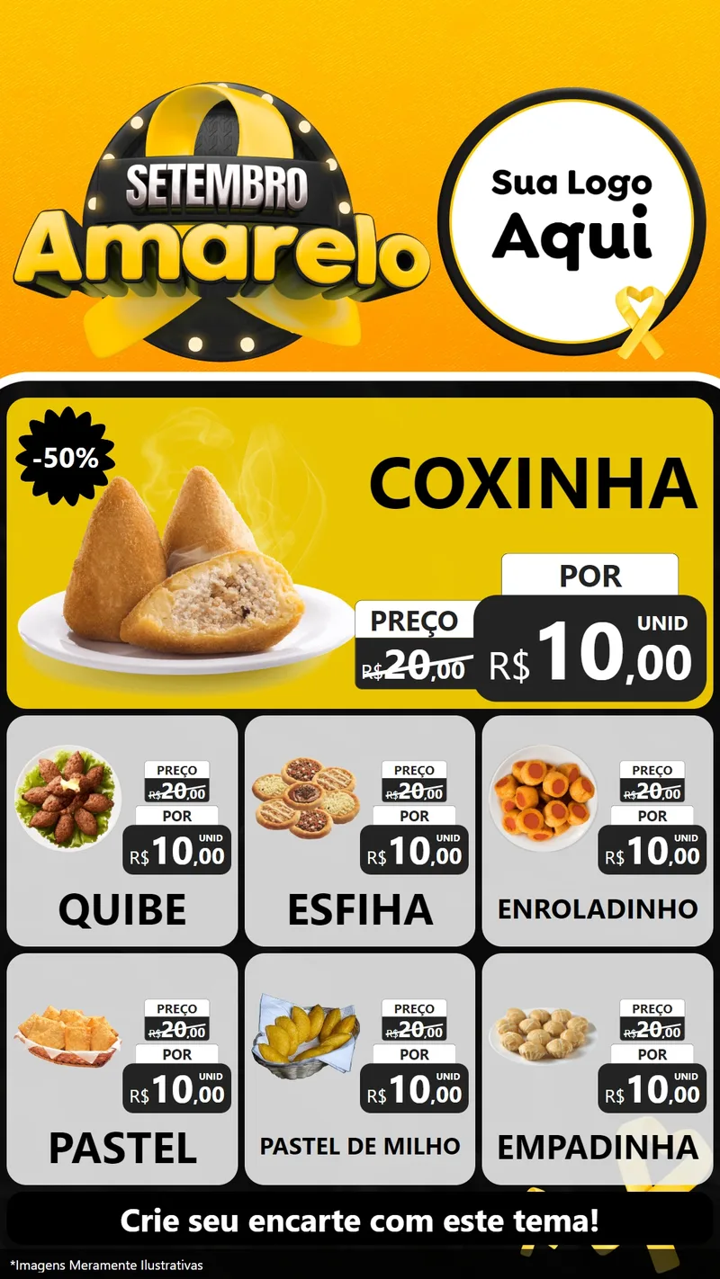 Modelo de Rede Social para Stories com o tema Setembro Amarelo para Salgadaria