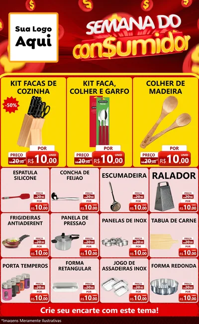 Modelo de Encarte para Encarte Grande com o tema Semana do Consumidor para Utilidades Domésticas