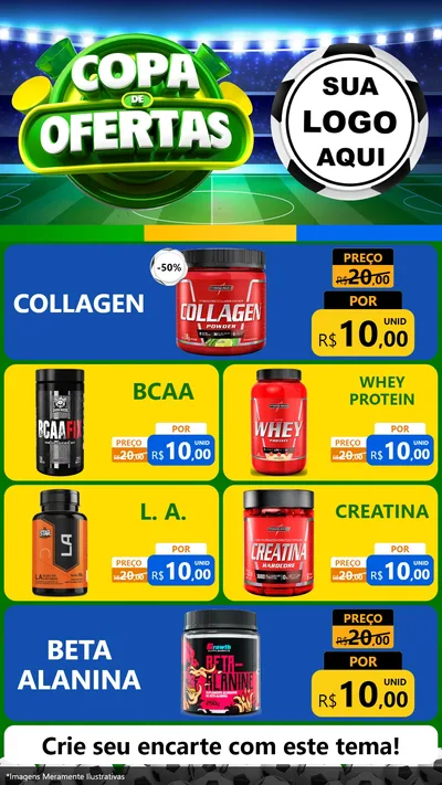 Modelo de TV para TV Vertical com o tema Copa de Ofertas para Suplementos alimentares