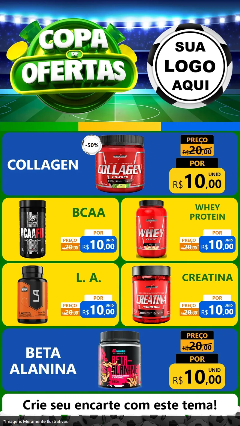 Modelo de TV para TV Vertical com o tema Copa de Ofertas para Suplementos alimentares
