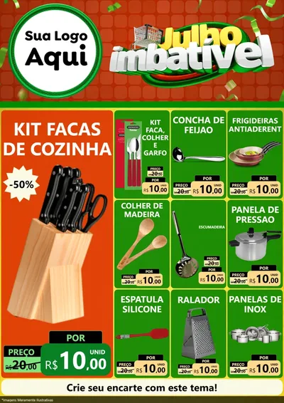 Modelo de Encarte para Encarte A4 Vertical com o tema Julho Imbatível para Utilidades Domésticas