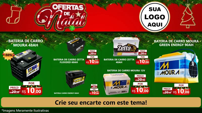 Modelo de TV para TV Horizontal com o tema Ofertas de Natal para Baterias Elétricas