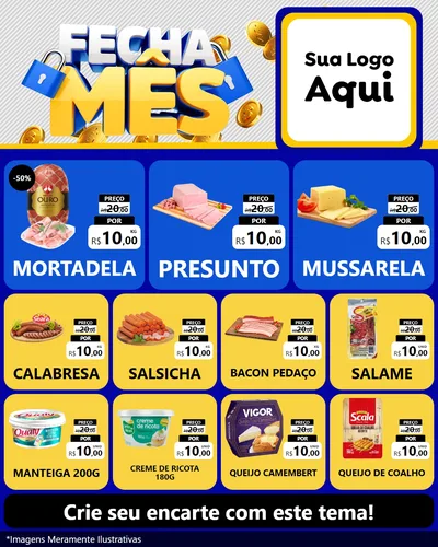 Modelo de Rede Social para Feed Instagram com o tema Fecha Mês para Frios e Laticínios