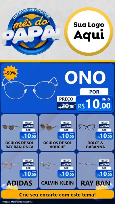 Modelo de Rede Social para Stories com o tema Ofertas Imperdíveis Mês Do Papai para Óticas