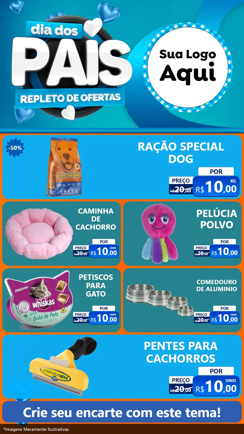 Modelo de TV para TV Vertical com o tema Dia Dos Pais Repleto de Ofertas para Pet Shop