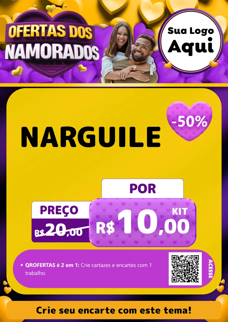Modelo de Cartaz para Cartaz A4 Vertical com o tema Oferta Dos Namorados para Tabacaria