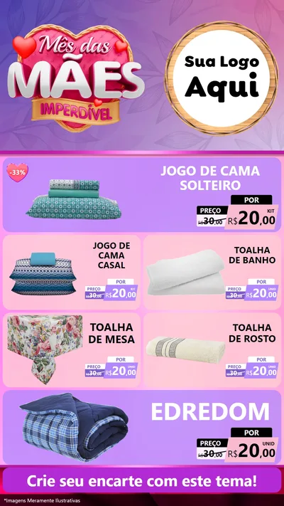Modelo de TV para TV Vertical com o tema Mês das Mães Imperdível para Cama, Mesa e Banho