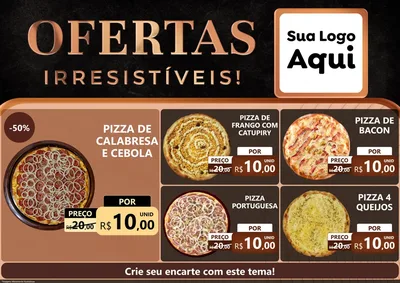 Modelo de Encarte para Encarte A4 Horizontal com o tema Ofertas Irresistíveis! para Pizzaria