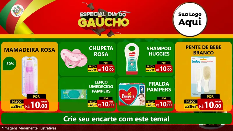 Modelo de TV para TV Horizontal com o tema Especial Dia do Gaúcho para Bebês