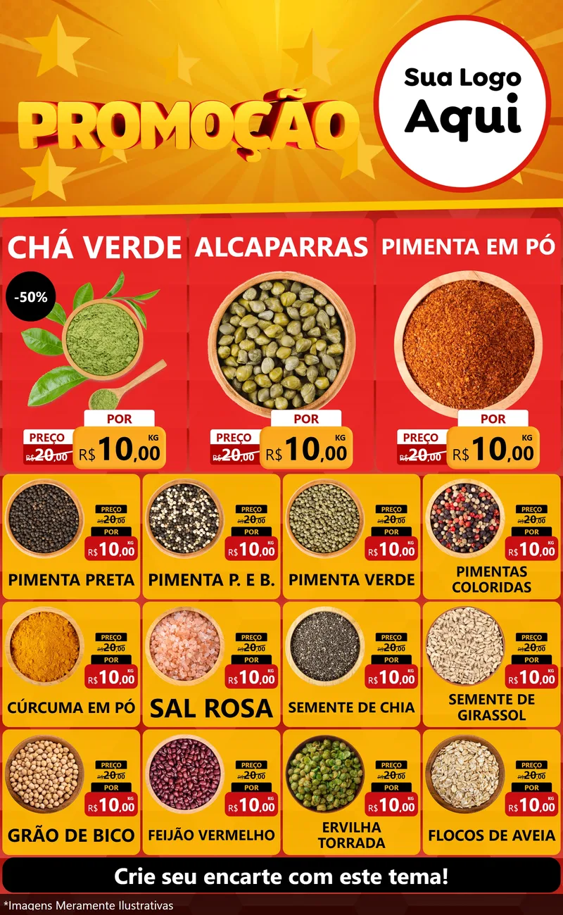 Modelo de Encarte para Encarte Grande com o tema Promoção para Produtos Naturais