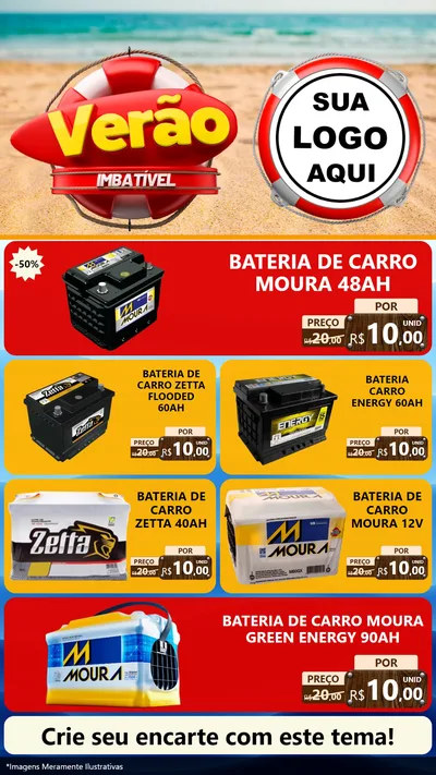 Modelo de TV para TV Vertical com o tema Verão Imbatível para Baterias Elétricas