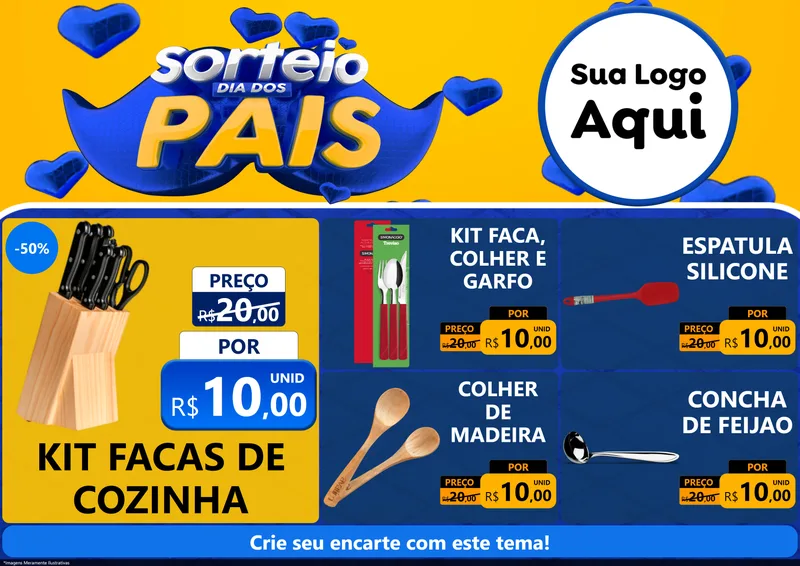 Modelo de Encarte para Encarte A4 Horizontal com o tema Sorteio Dia dos Pais para Utilidades Domésticas