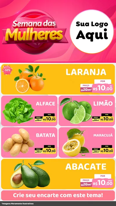 Modelo de TV para TV Vertical com o tema Semana das Mulheres para Hortifrúti
