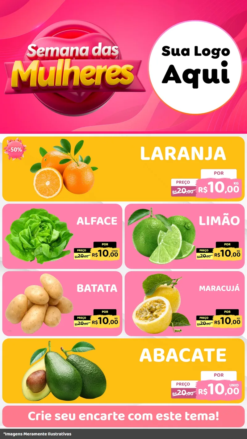 Modelo de TV para TV Vertical com o tema Semana das Mulheres para Hortifrúti
