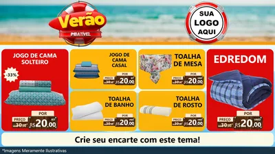 Modelo de TV para TV Horizontal com o tema Verão Imbatível para Cama, Mesa e Banho